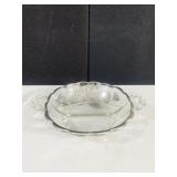 SILVER INLAY DIVIDED DISH DOUBLE HANDLED 8"