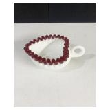 FENTON RUBY RED CREST HEART HANDLED NAPPY 1950