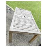 WOOD PATIO TABLE W/ UMBRELLA HOLE CENTER 35" X