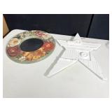 PAINTED WOODEN MIRROR 14.5" ROUND, WOODEN STAR