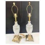 LAMPS GLASS & BRASS 29" H, NO SHADES, TIMES 2