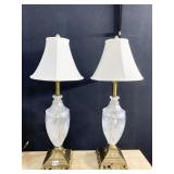 PAIR OF MATCHING GLASS ETCHED LAMPS