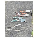 GARDENING TOOLS 2 SETS AND FIREPLACE SKEWERS