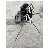 ONE HILL GOLF BAG USED IRONS HAS POP OUT STAND