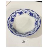 FLOW BLUE BOWL SHAMROCK DESIGN 9" ROUND