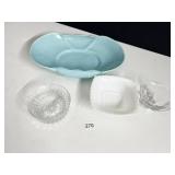 BLUE SERVING BOWL, SMALL GLASS BOWLS