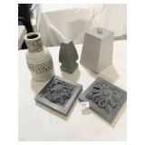 WALL PLAQUES, POTTERY VASE, ETC.