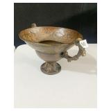 METAL BOWL, DOUBLE HANDLE PEDESTAL BASE