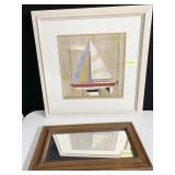 SAILBOAT PICTURE FRAMED WALL MIRROR