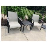 GRAY METAL FRAMED PATIO CHAIRS WITH MATCHING