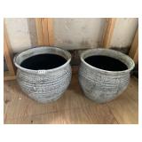 TWO GRAY TONE MATCHING PLANTERS