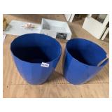 2 PLASTIC BLUE PLANTERS