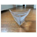TRIANGLE SHAPED LEAD CRYSTAL BOWL 4"H
