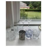 ASSORTED HIGHBALL GLASSES AND TWO WINE