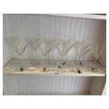 TEN DIFFERENT DESIGNED MARTINI GLASSES SOME WITH