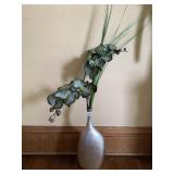 19" URN STYLED SILVER COLORED VASE WITH