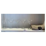 FIVE MARGARITA GLASSES AND DOG PAW TOWEL