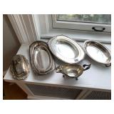 SILVER PLATE GRAVY WITH LINER, CUPBOARD SERVING