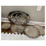 SILVER PLATE TURKEY PLATTER, CANDY DISH ONEIDA,
