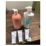 EVERYONE 3 IN 1 SOAP, LIVING PROOF CONDITIONER,