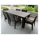OUTDOOR PATIO TABLE AND 6 CHAIRS (RECYCLED