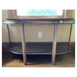 ETHEN ALLEN CURVED FRONT SIDE TABLE WITH BOTTOM