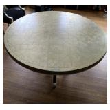 MCM GOLD TOPPED DINING ROOM TABLE 5 FT DIAMETER