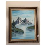 MOUNTAIN SCENE ON CANVAS SIGNED LOWER RIGHT