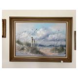 FRAMED ORIGINAL ART ON CANVAS, SEASIDE DUNES,