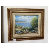 LIGHT HOUSE SCENE, ORIGINAL ART ON CANVAS,