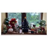 CERAMIC TREE W/ PUMPKIN TOP LIGHTS UP, CATS,
