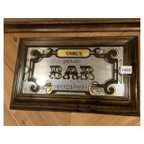 FRAMED MIRRORED "CARLS PRIVATE BAR" SIGN