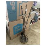 BRASS FIREPLACE TOOL SET