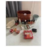 NAIL POLISH AND NEW COSMETICS, WOVEN BASKET