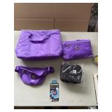 PURPLE BAG SET INCLUDING TOTE BAG, LUNCH BAG AND