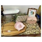 WOOD CUTTING BOARD, JUICER, TEMPTATIONS