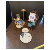 SOLAR LIGHT, SNOWMAN, CANDLE HOLDER