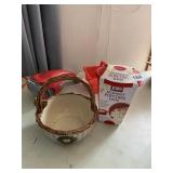 HOLIDAY BASKET, MICROWAVE POPCORN, CHEESE GRATER