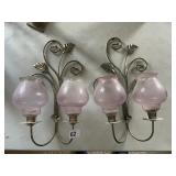 BRASS TONE CANDLE WALL SCONCES