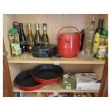 CURTIS STONE COOKER, CAKE PANS, 5 BOTTLES THE