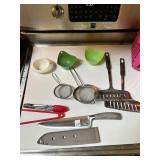 BLUE JEAN CHEF CARVING KNIFE, STRAINERS,