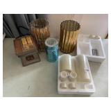 BATTERY OP CANDLES, CANDLE WARMER, 2 WASTE CANS
