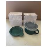 2 TEMPTATIONS SOUP MUGS WITH PLASTIC LIDS AND