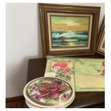 FRAMED OCEAN SCENE, SIGNED BOTTOM RIGHT, GERANIUM