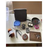 6" TFAL SKILLET, CLOCKS, MAGIC EAR HEARING