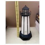 STAINED GLASS LIGHTHOUSE ACCENT LAMP