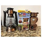 OWL ALERT WITH OB AND SOLAR / BATTERY OP LANTERN,