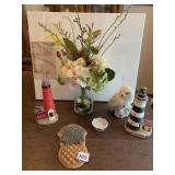LIGHT HOUSES, FLOWERS IN VASE,