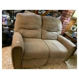 56" BEIGE MICROFIBER OVERSTUFFED LOVESEAT, DUAL