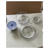 CLEAR PLASTIC LAZY SUSANS, SOUP MUG WITH LID